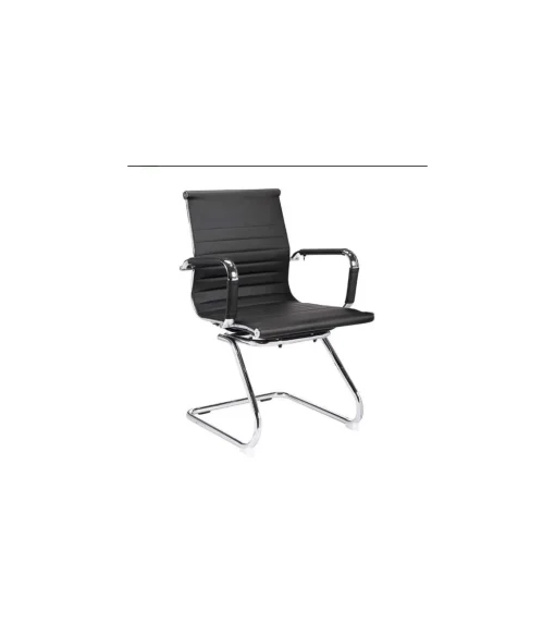 Pack de dos sillas confidente tapizado en piel sintetica negro, 57 cm(ancho) 90 cm(altura) 61 cm(fondo)
