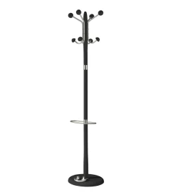 Perchero mod. 421 con paragüero herrajes en cromo satinado lacado negro, 180 cm(alto)37 cm(ancho)37 cm(largo)