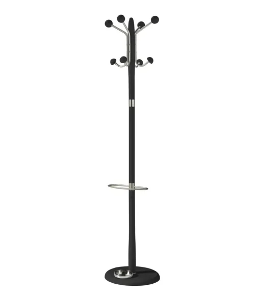 Perchero mod. 421 con paragüero herrajes en cromo satinado lacado negro, 180 cm(alto)37 cm(ancho)37 cm(largo)