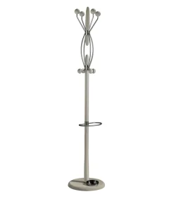 Perchero mod. 425 con paragüero herrajes cromo satinado lacado visón, 184 cm(alto)37 cm(ancho)37 cm(largo)