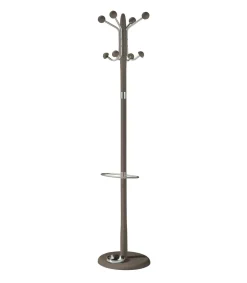Perchero mod. 421 con paragüero herrajes en cromo satinado lacado moka, 180 cm(alto)37 cm(ancho)37 cm(largo)