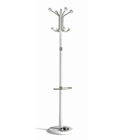 Perchero mod. 421 con paragüero herrajes en cromo satinado lacado blanco, 180 cm(alto)37 cm(ancho)37 cm(largo)