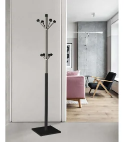 Perchero mod. 429 moderno herrajes cromo satinado lacado negro, 180 cm(alto)34 cm(ancho)34 cm(largo)