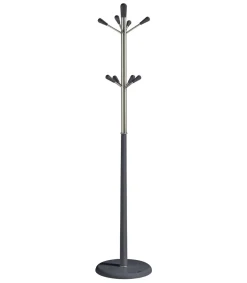 Perchero moderno mod. 414 herrajes cromo satinado lacado azabache, 180 cm(alto)37 cm(ancho)37 cm(largo)