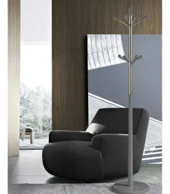 Perchero moderno mod. 414 herrajes cromo satinado lacado gris, 180 cm(alto)37 cm(ancho)37 cm(largo)