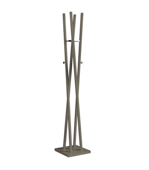 Perchero moderno mod. 470 herrajes cromo brillo lacado moka, 182 cm(alto)34 cm(ancho)34 cm(largo)