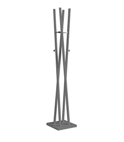 Perchero moderno mod. 470 herrajes cromo brillo lacado gris, 182 cm(alto)34 cm(ancho)34 cm(largo)
