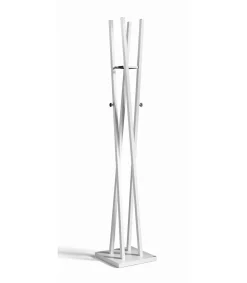 Perchero moderno mod. 470 herrajes cromo brillo lacado blanco, 182 cm(alto)34 cm(ancho)34 cm(largo)