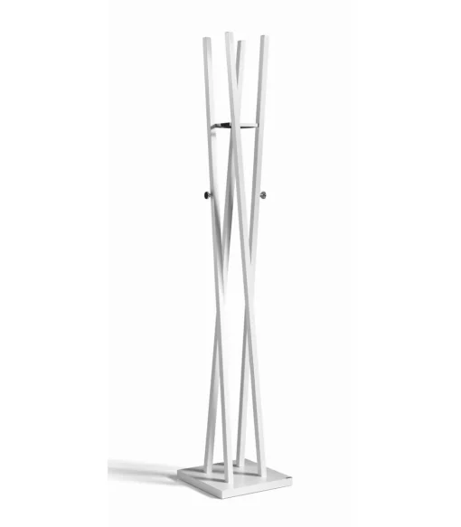 Perchero moderno mod. 470 herrajes cromo brillo lacado blanco, 182 cm(alto)34 cm(ancho)34 cm(largo)