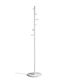 Perchero moderno mod. 401 herrajes cromo satinado lacado blanco, 185 cm(alto)35 cm(ancho)35 cm(largo)