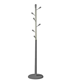 Perchero moderno mod. 413 herrajes en cromo satinado lacado gris, 190 cm(alto)37 cm(ancho)37 cm(largo)