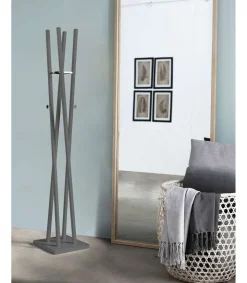 Perchero moderno mod. 470 herrajes cromo brillo lacado gris, 182 cm(alto)34 cm(ancho)34 cm(largo)