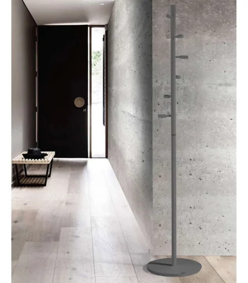 Perchero moderno mod. 401 herrajes cromo satinado lacado gris, 185 cm(alto)35 cm(ancho)35 cm(largo)