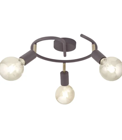 Plafón 3 luces redondo modelo Tenor acabado marrón 16 cm(alto)35 cm(ancho)35 cm(largo)