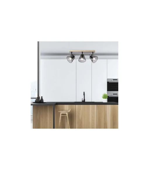 Plafón 3 luces Utrech negro mate, 23cm(alto) 60cm(ancho) 12cm(largo)
