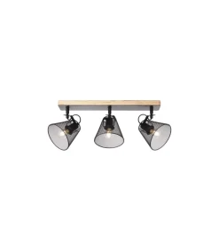 Plafón 3 luces Utrech negro mate, 23cm(alto) 60cm(ancho) 12cm(largo)