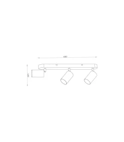 Plafón alargado 3 luces modelo Andy, 14cm(alto) 48cm(ancho) 16cm(largo)