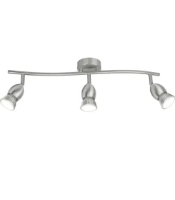 Plafón alargado de 3 luces Bala acabado niquel satinado 16 cm(alto)50 cm(ancho)8 cm(largo)