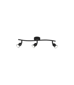 Plafón alargado de 3 luces Bala acabado negro, 16 cm(alto)50 cm(ancho)8 cm(largo)