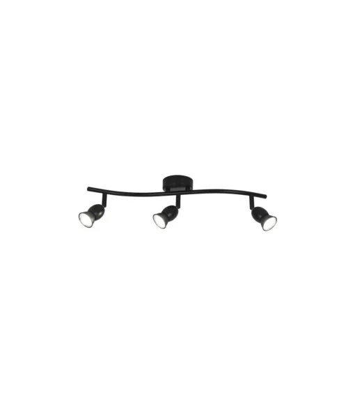 Plafón alargado de 3 luces Bala acabado negro, 16 cm(alto)50 cm(ancho)8 cm(largo)