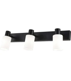 Plafón alargado de 3 luces modelo Palais acabado negro 16cm(alto) 48cm(ancho) 14cm(fondo.