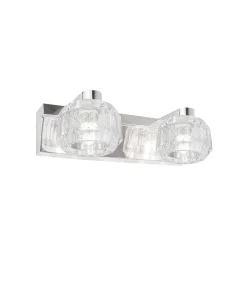 Plafon 2 luces alargado Portia acabado cromo, 10 cm(alto) 20 cm(ancho) 12 cm(fondo