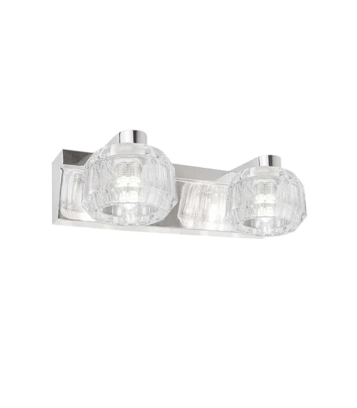 Plafon 2 luces alargado Portia acabado cromo, 10 cm(alto) 20 cm(ancho) 12 cm(fondo
