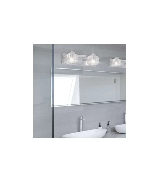Plafon 2 luces alargado Portia acabado cromo, 10 cm(alto) 20 cm(ancho) 12 cm(fondo