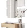 Recibidor con cajón + Espejo Modern en acabado madera natural 20 cm(alto)75 cm(ancho)29 cm(largo)