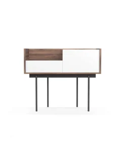 Recibidor modelo 671 acabado nogal combinado con blanco, 84cm(alto) 98cm(ancho) 31cm(prof.)