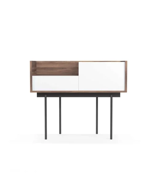 Recibidor modelo 671 acabado nogal combinado con blanco, 84cm(alto) 98cm(ancho) 31cm(prof.)