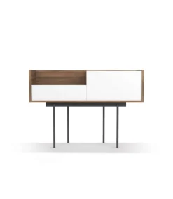 Recibidor modelo 673 acabado nogal combinado con blanco, 84cm(alto) 122cm(ancho) 42cm(prof.)