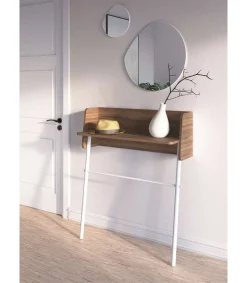 Recibidor modelo 789 acabado nogal/blanco, 97 cm (alto) x 80 cm (ancho) x 30 cm (prof.)
