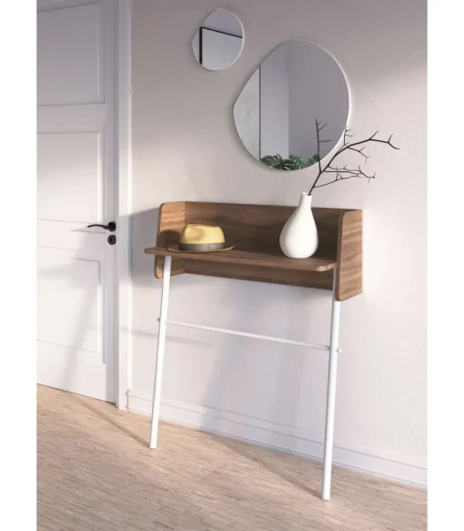Recibidor modelo 789 acabado nogal/blanco, 97 cm (alto) x 80 cm (ancho) x 30 cm (prof.)