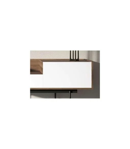 Recibidor modelo 673 acabado nogal combinado con blanco, 84cm(alto) 122cm(ancho) 42cm(prof.)
