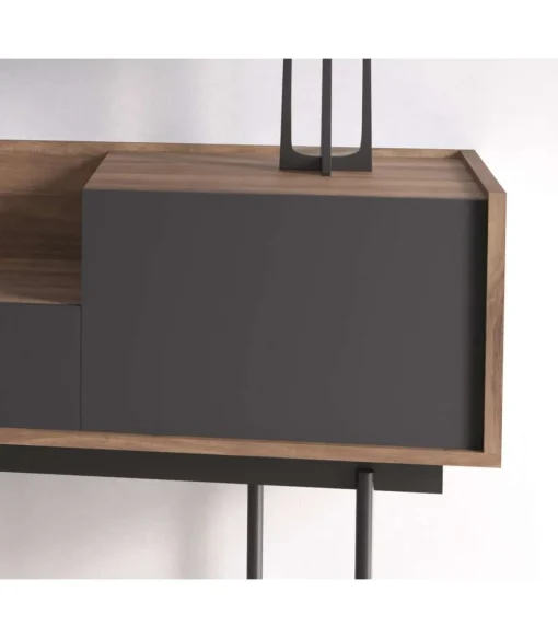 Recibidor modelo 671 acabado nogal combinado con grafito, 84cm(alto) 98cm(ancho) 31cm(prof.)