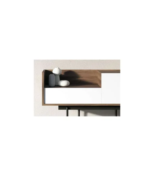Recibidor modelo 673 acabado nogal combinado con blanco, 84cm(alto) 122cm(ancho) 42cm(prof.)