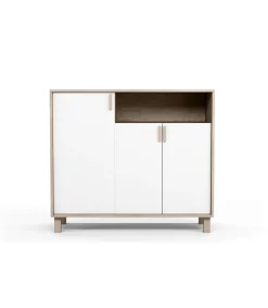 Recibidor zapatero 3 puertas Modelo 520 acabado roble claro/blanco. 88 cm (alto) x 100 cm (ancho) x 37 cm (prof.)