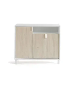 Recibidor zapatero 3 puertas Modelo 520 acabado blanco/roble claro. 88 cm (alto) x 100 cm (ancho) x 37 cm (prof.)