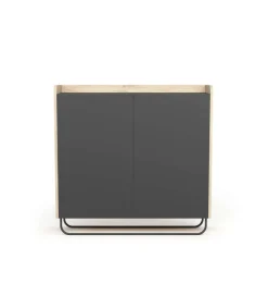 Recibidor zapatero 2 puertas modelo 526 acabado roble claro/grafito, 87 cm (alto) x 90 cm (ancho) x 25.5 cm (prof.)