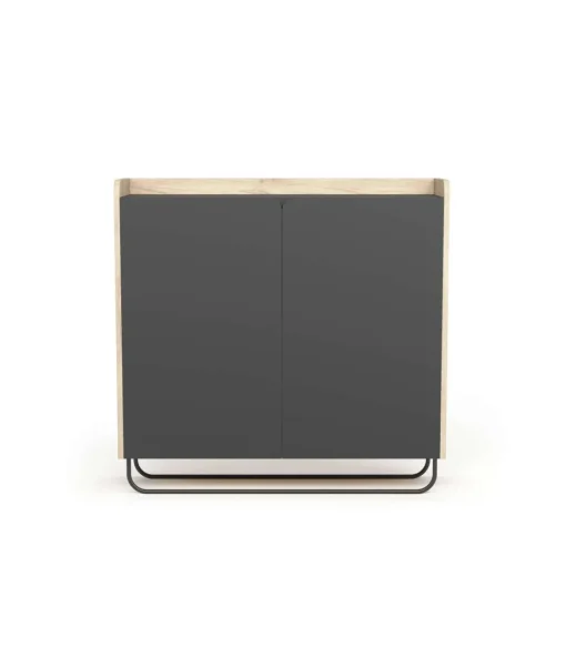 Recibidor zapatero 2 puertas modelo 526 acabado roble claro/grafito, 87 cm (alto) x 90 cm (ancho) x 25.5 cm (prof.)