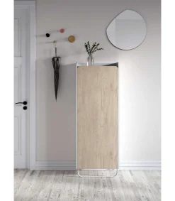 Recibidor zapatero 1 puerta Modelo 525 acabado blanco/roble claro. 133cm(alto) 50cm(ancho) 28cm(fondo).
