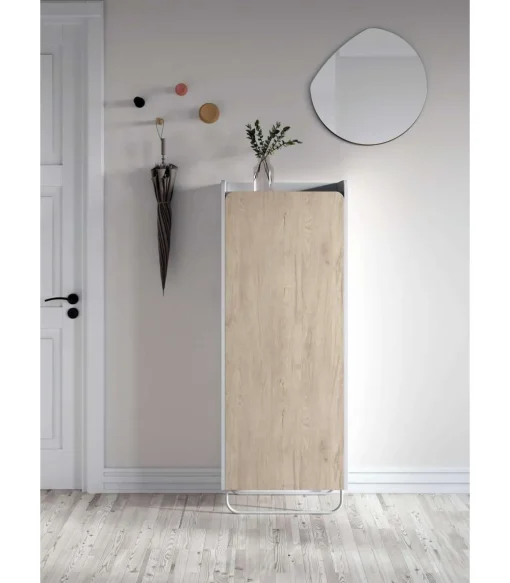 Recibidor zapatero 1 puerta Modelo 525 acabado blanco/roble claro. 133cm(alto) 50cm(ancho) 28cm(fondo).