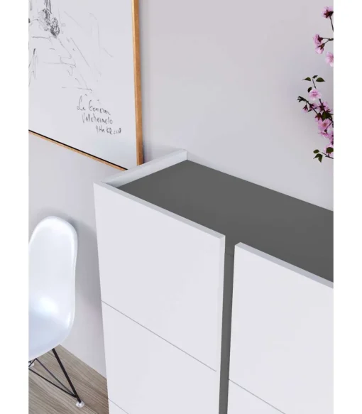 Recibidor zapatero modelo 517 acabado blanco/grafito, 122 x 95 x 35 (alto x ancho x fondo)
