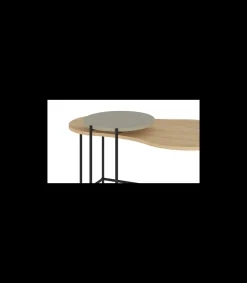 Set de 2 mesas de centro modelo Rolan acabado roble/verde, 53.8cm(alto) 102.5cm(ancho) 65m(fondo).