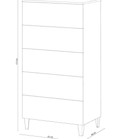 Sifonier 5 Cajones Pekin acabado blanco 117 cm(alto)61 cm(ancho)40 cm(fondo)