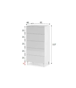Sifonier 5 Cajones Pekin acabado blanco 117 cm(alto)61 cm(ancho)40 cm(fondo)