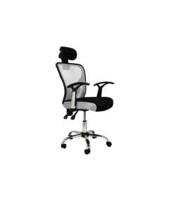 Silla de escritorio Carla en gris y negro. Alto: 107-117, Ancho: 64, Fondo: 67