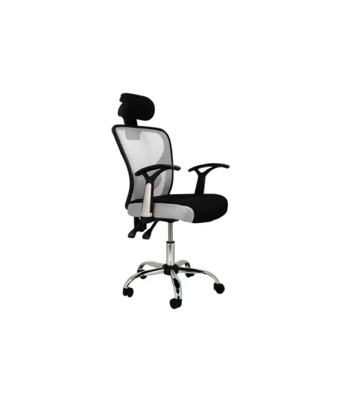 Silla de escritorio Carla en gris y negro. Alto: 107-117, Ancho: 64, Fondo: 67