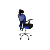 Silla de escritorio Carla en azul y negro. Alto: 107-117, Ancho: 64, Fondo: 67